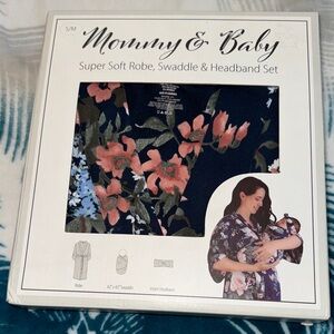 Floral Robe, Swaddle & Headband Set